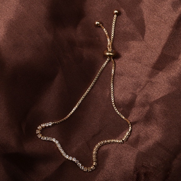 Gold CZ Classic Tennis Bracelet Adjustable Slider - Picture 4 of 4